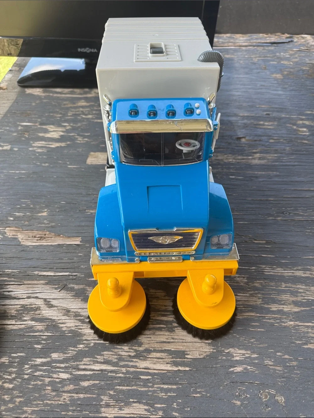 Blue and Yellow Toy Street Sweeper Truck - Kids Toy